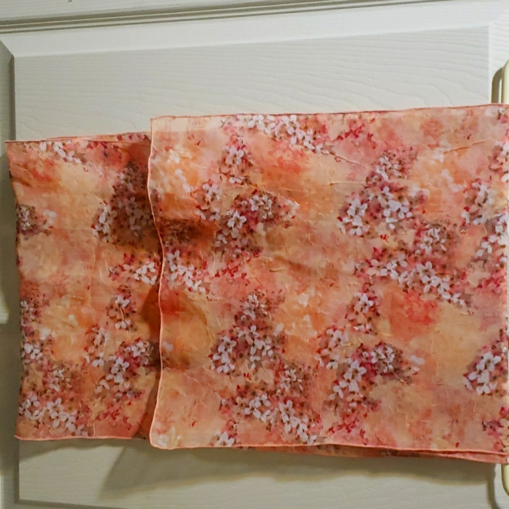 Peach & Pink floral scarf, 36" x 16"